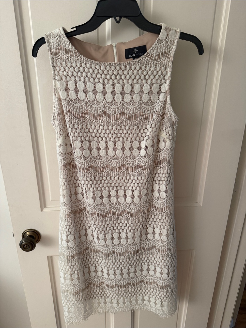 Ronni Nicole Ivory Crochet Lace Sheath Dress